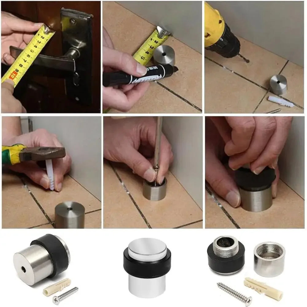 Rubber Doorstops Door Stopper Stainless Steel Gaskets Floor Door Stop Safety Products Security Protection Cleaning Backsplashes