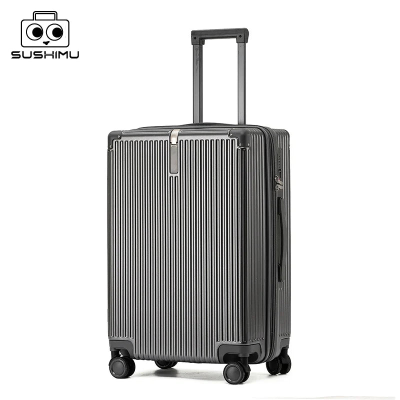 sushimu Suitcase Wide Handle Travel Suitcase Men 20 24 26 Carry-On Luggage Women PC Trolley Case Can expand capacity