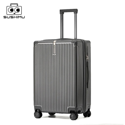 sushimu Suitcase Wide Handle Travel Suitcase Men 20 24 26 Carry-On Luggage Women PC Trolley Case Can expand capacity