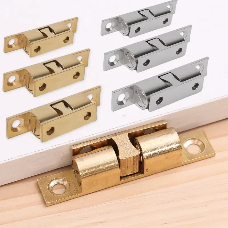 5/1pcs Furniture Door Ball Latch Brass Double Roller Spring Ball Catch Latches Cabinet Closet Door Adjustable Tension Latch