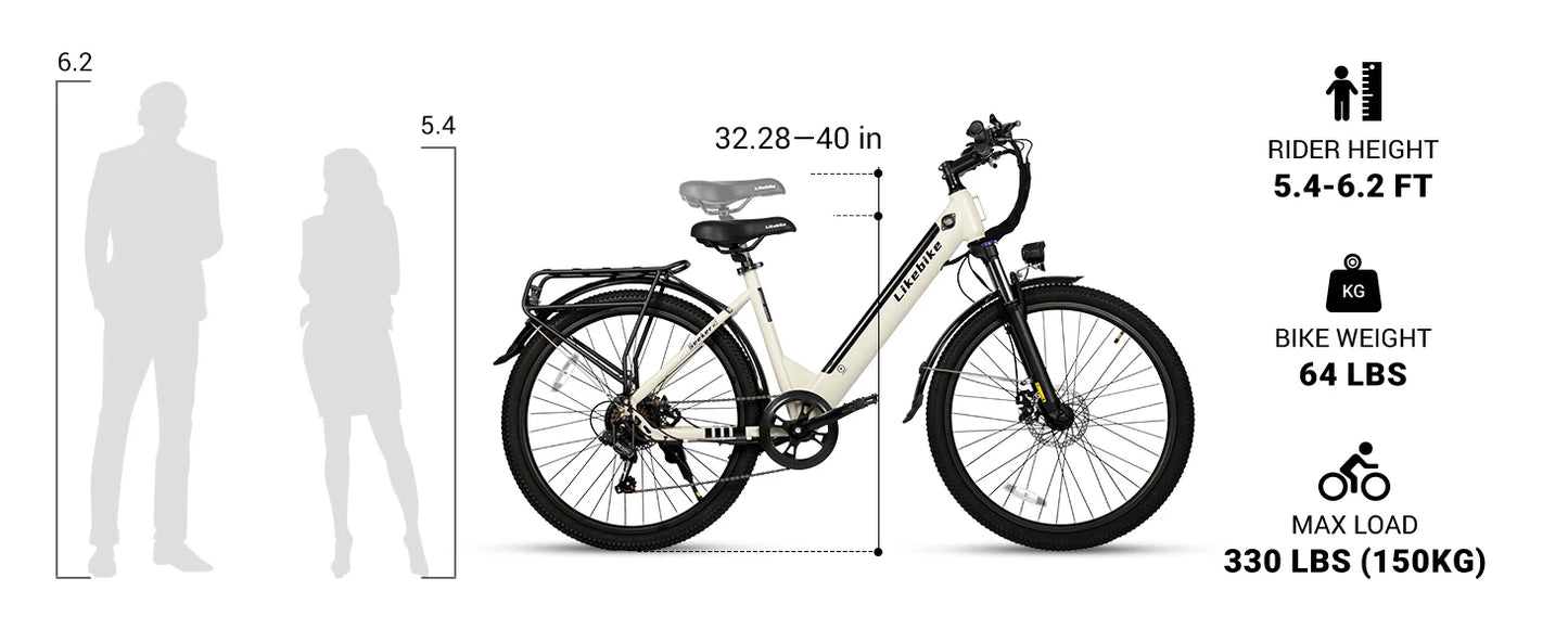 Electric Bike for Adults 350W(Peak 540W) 26 inch Electric Bicycle Step Thru Ebike, with 36V/9Ah Battery, 20MPH, 7-Speed