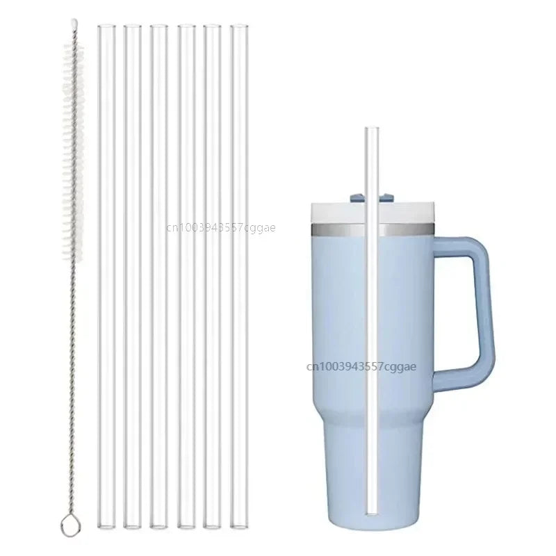 Replacement Straw Compatible with Stanley 20 oz 30 oz 40 oz Cup Tumbler, 6/2 Pack Reusable Straws with Cleaning Brush