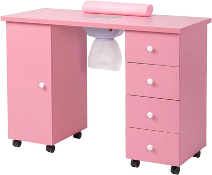 Manicure Table Nail Desk for Nail Tech, Nail Table Beauty Salon Tech Station w/Electric Downdraft Vent,Storage Drawers