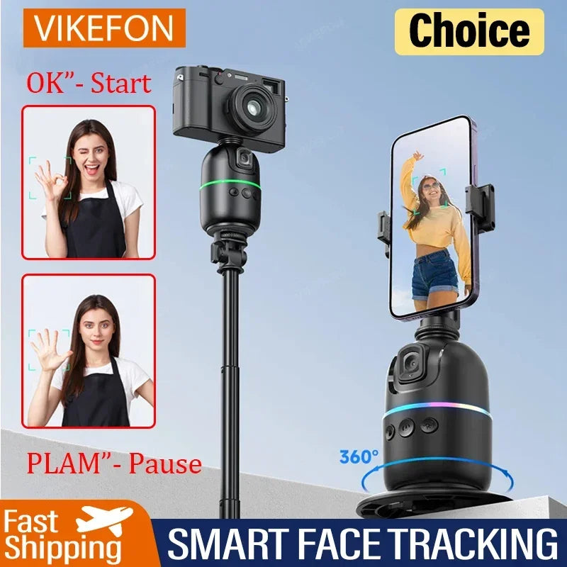 VIKEFON 360° Smart Auto Face Tracking Gimbal Stabilizer Selfie Stick Tripod with Gesture Control for Camera Mobile Smartphone