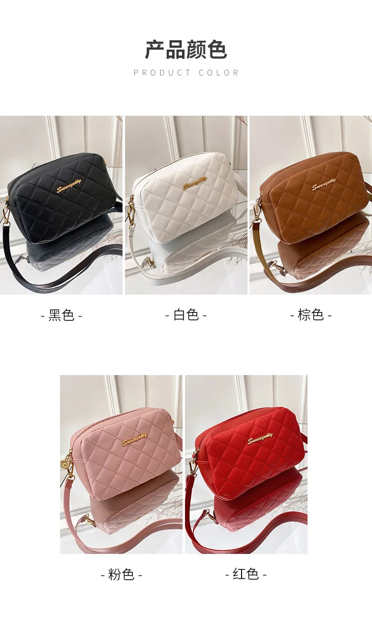 Small Messenger Bag For Women Trend Lingge Embroidery Camera Female Shoulder Bags Fashion Chain Ladies Crossbody Purse 2024