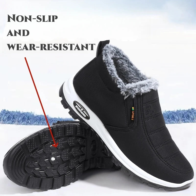 Men's sneakers Outdoors Plush Warm winter waterproof shoes high quality non slip Hiking Ankle Boots Winter shoes for men work