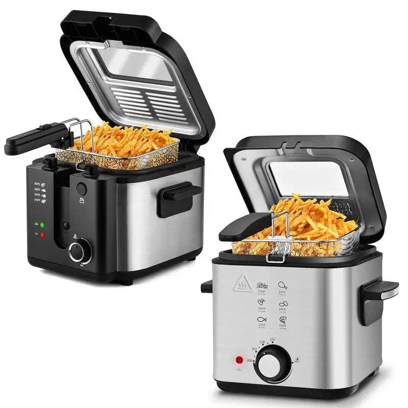 SUSTEAS Deep Fryer with Basket, 1500W Electric Deep Fryers for Home Use with Temperature Control, Removable Lid and 2.5L/1.5L - MarvelouStoree