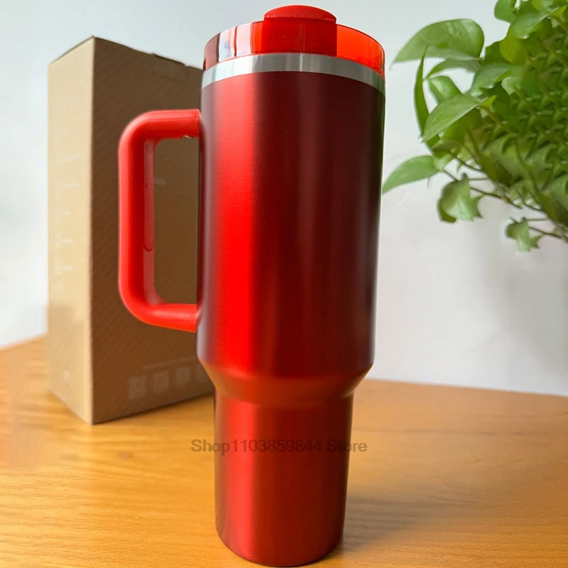 40Oz Stainless Steel Vacuum Insulated Tumbler Cups Brand With Lids And Straws Handle Straw Leakproof Flip Coffee Mugs