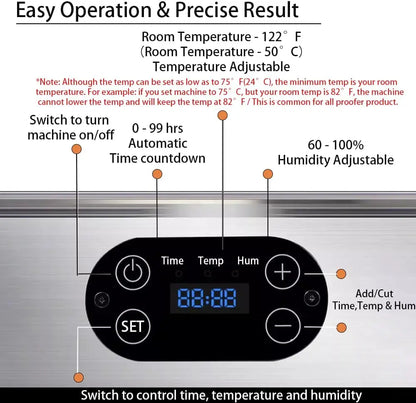 Electric Bread Dough Proofer Machine with Humidity and Temperature control Sourdough Bread Proofer Box Yogurt Maker Proofing