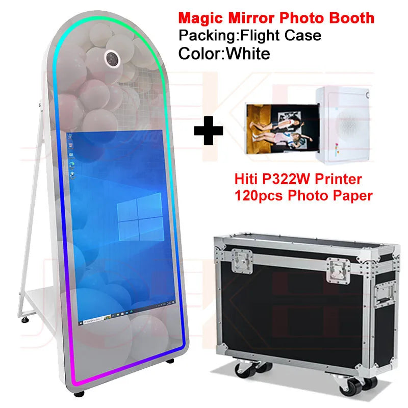 DSLR Photo Booth 32" Selfie Touch Screen Machine Magic Mirror Photo Booth for Party Wedding Events Christmas With Flight Case