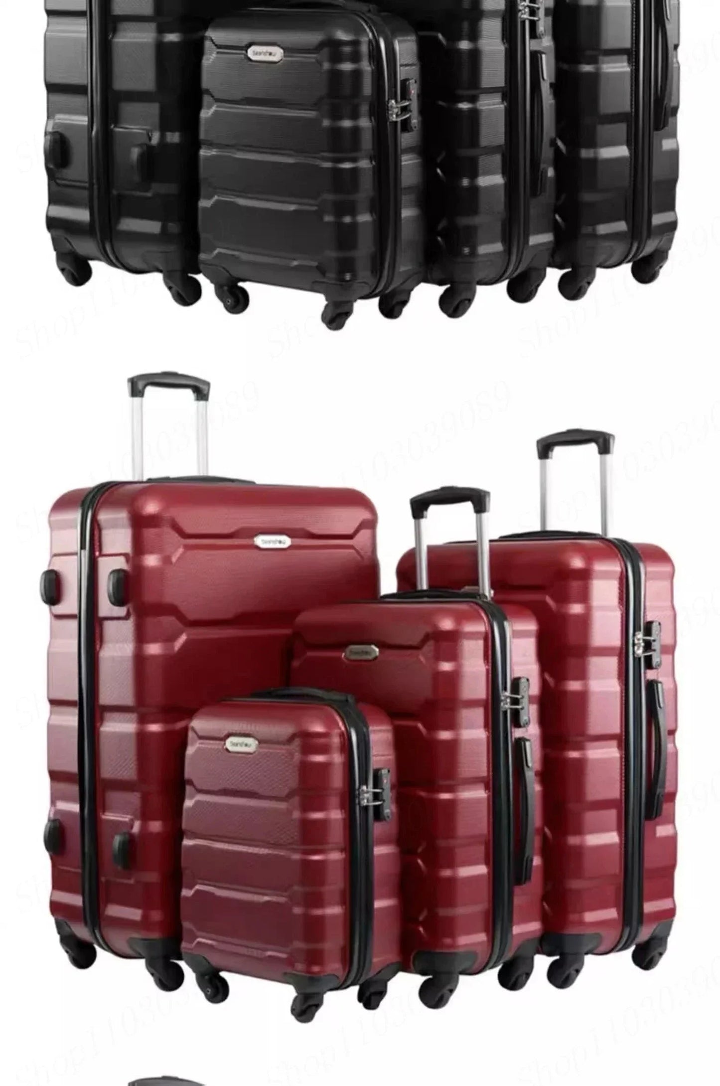 Large Capacity Suitcase Set 4 Pieces Rolling Suitcase Spinner Wheels Carry-on Luggage TSA Combination Lock Zipper Trolley Case