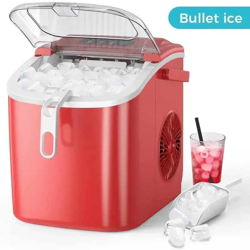 COWSAR Bullet Ice Maker Countertop with Self-Cleaning, 26.5lbs/24Hrs, 6 Mins/9 Pcs Bullet Ice, Portable Ice Maker