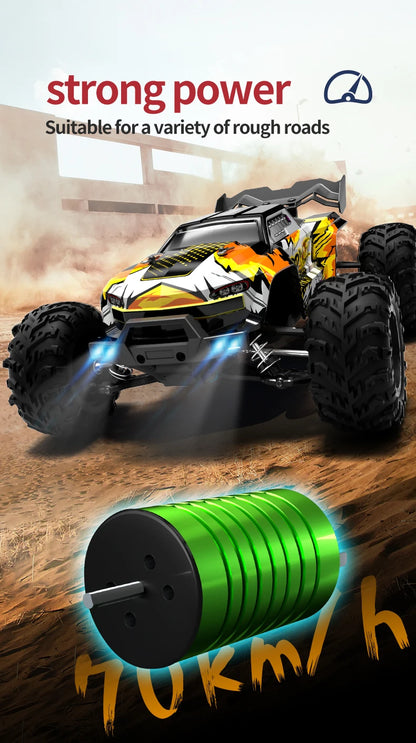 1:16 70KM/H Or 50KM/H 4WD RC Car With LED Remote Control Cars High Speed Drift Monster 4x4 Truck for Kids vs Wltoys 144001 Toys