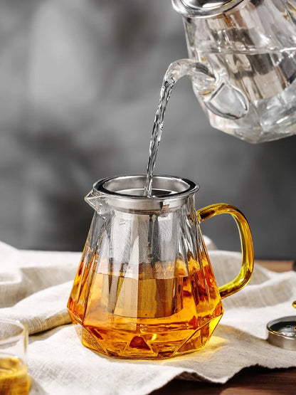 Glass Teapot with Infuser Heated Resistant Container for Flower Tea Herbal Pot Clear Tea Kettle Home Coffee Glass Teaware