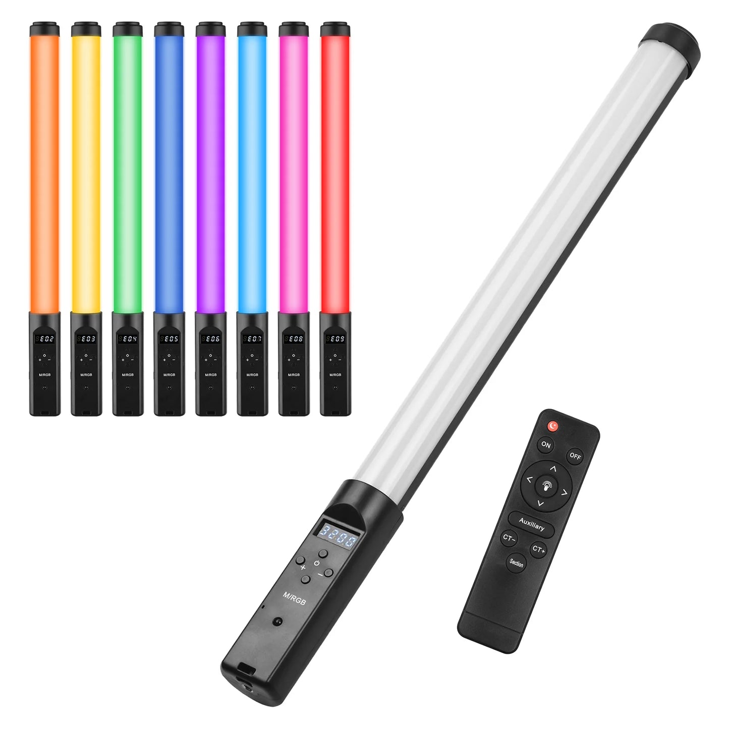 Handheld RGB Tube Light LED Video Light Wand 3200K-5500K Dimmable 9 Colorful Lighting Effects  with Remote Control