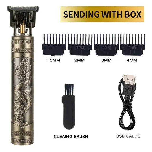 Professional T9 Vintage Electric Rechargeable Hair Clipper Machine Hair Barber Trimmer For Men Hair Cutting - MarvelouStoree