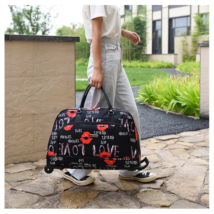 Large Capacity Women Travel Suitcase Trolley Bags Wheeled Bag Oxford Waterproof Rolling Luggage Travel Bag With Wheels