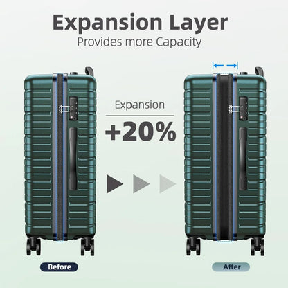 BEOW Luggage Sets 4 Piece, Expandable Luggage Sets with Spinner Wheels, TSA Lock Suitcases with Carry on Luggage Olive Green
