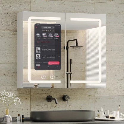 Luxury Hotel Wash Storage Cabinet Smart Android TV Cabinets Modern Living Room Furniture Bathroom Cabinet With Led Light Mirror