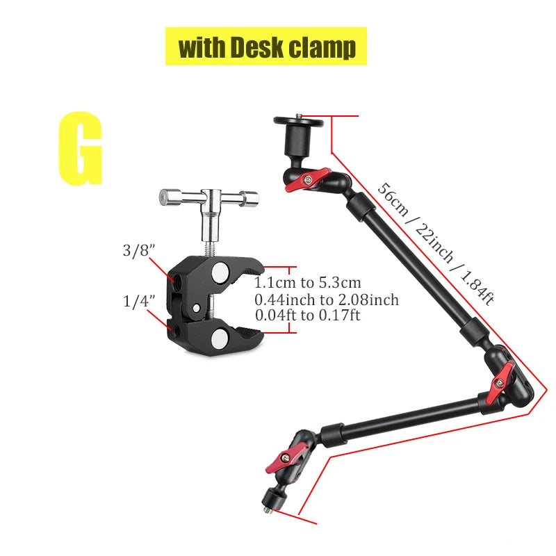 BFOLLOW 32" 22" Smartphone Bracket Magic Arm for Camera Articulated Flexible Wall Mount Desk Clamp Tablet Webcam Gopro Stand