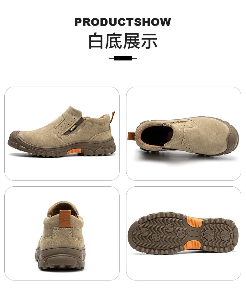 Men's work shoes anti impact, anti puncture, steel wrapped head, electric welder step on safety shoes insulation