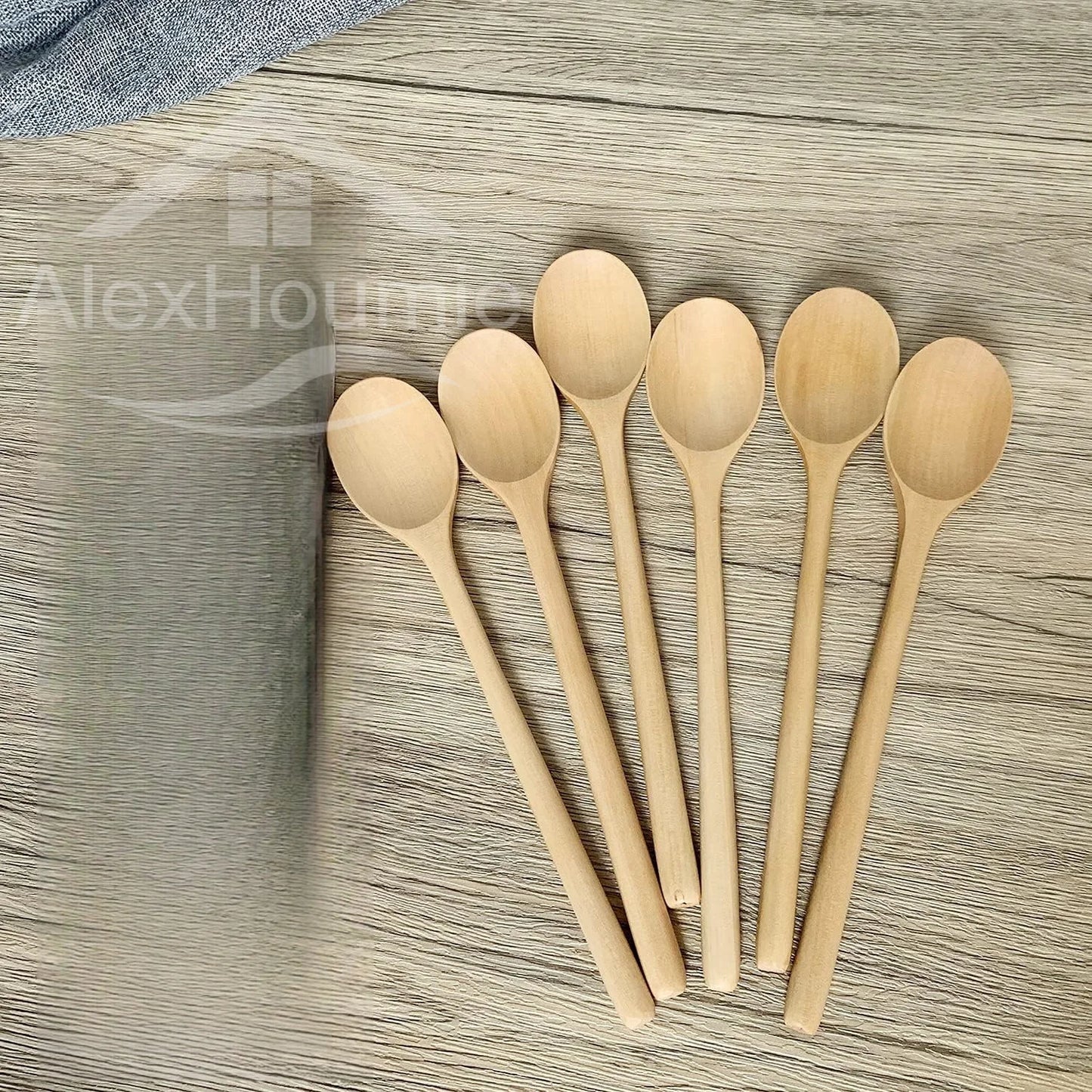 6 Piece Wooden Spoon Bamboo Kitchen Korean Style 9 '' Inch Natural Wood Soup Tableware Cooking Honey Coffee Spoon Mixing Spoon