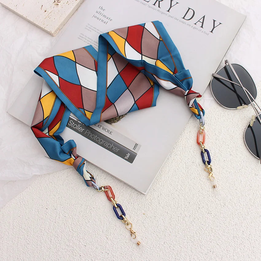 Silk Ribbon Glasses Chains Fashion Boho Acrylic Sunglasses Lanyard Holder Mask Strap Hang on Neck Eyewear Girl Gift Jewelry