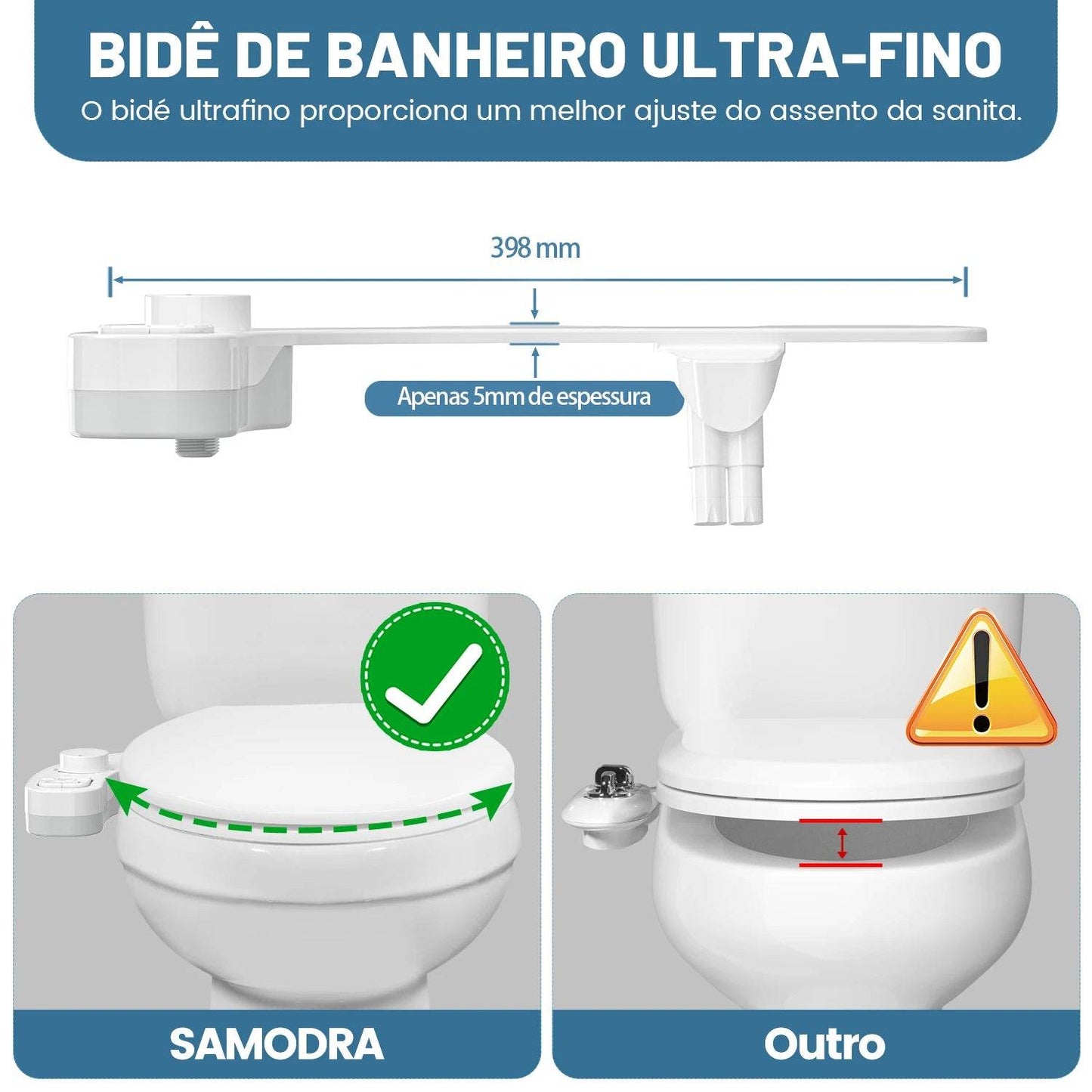 SAMODRA Non-Electric Bidet - Self Cleaning Dual Nozzle (Frontal and Rear Wash) Water Bidet Toilet Seat Attachment - MarvelouStoree