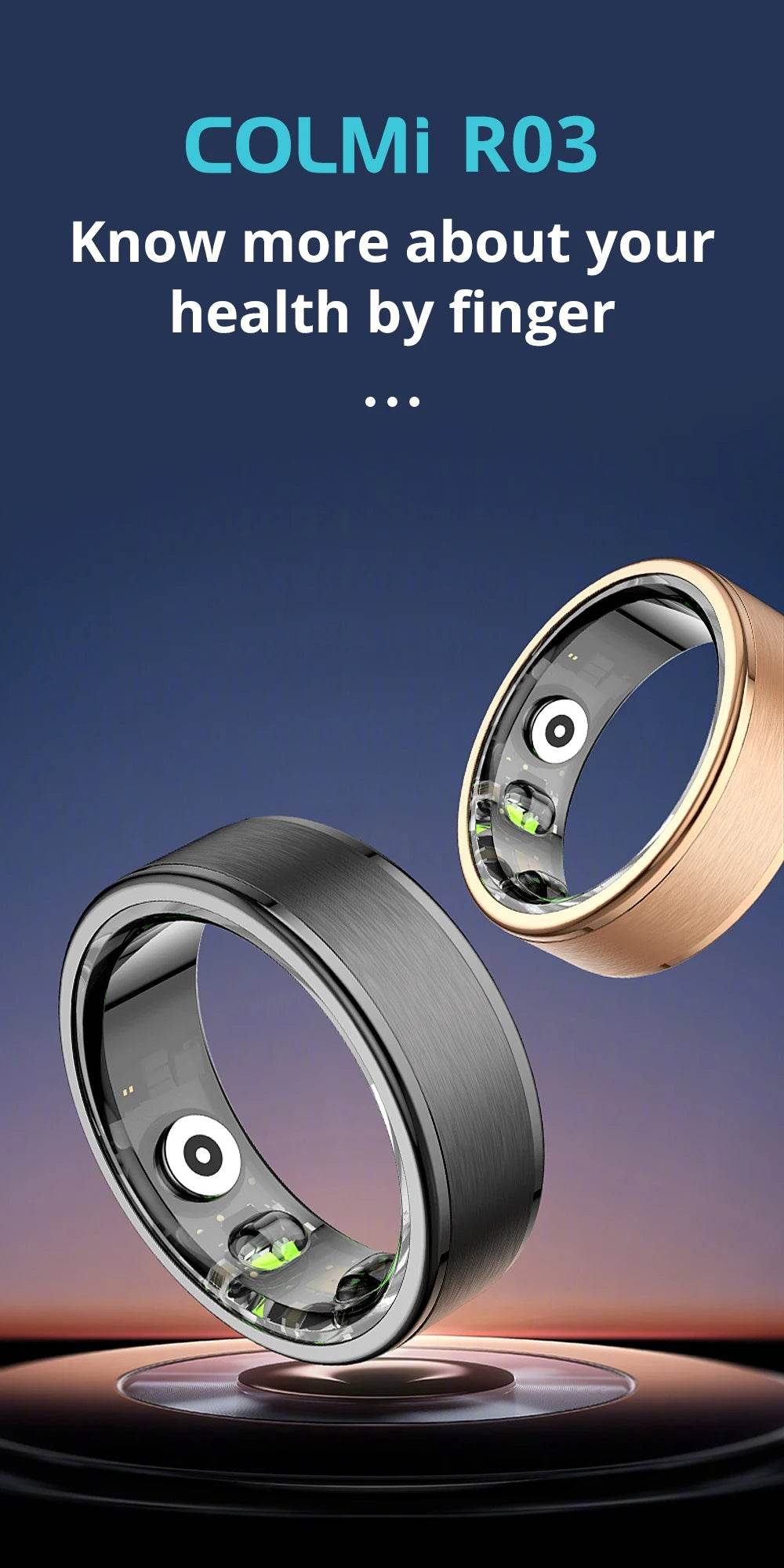 [2024] COLMI R03 Smart Ring Men Women, Battery Life 39 Days, Health Monitor, IP68 & 5ATM Waterproof, Multi-sport Mode - MarvelouStoree