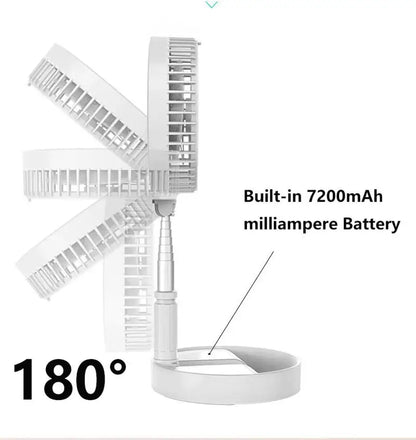 7200mah Portable Fan Rechargeable Mini Folding Telescopic Floor Low Noise Summer Fan Cooling For Household Bedroom