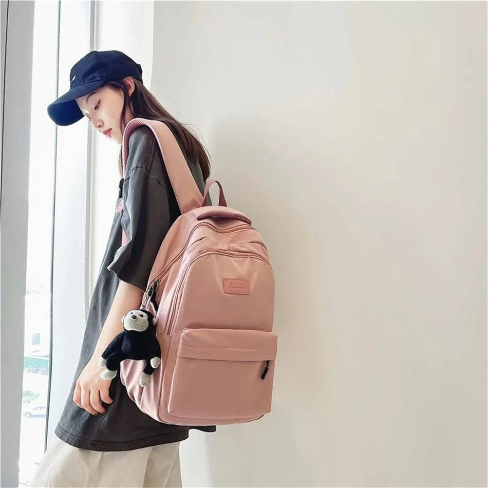 2024 New Solid Color Fashion Lady High Capacity Waterproof College Backpack Trendy Girls Laptop School Bags Girl Travel Book Bag