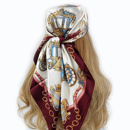 new 90*90cm fashion Silk Scarf Scarftop Headwraps Women Vintage Four Seasons Hair Scarve Hijab Foulard Bandana Femme Headscarf