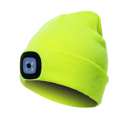 Led Light Knitted Hat Warm Elastic Beanie,Outdoor Sports Night Hiking Fishing Camping Glow Knitted Bonnet Unisex Headlight