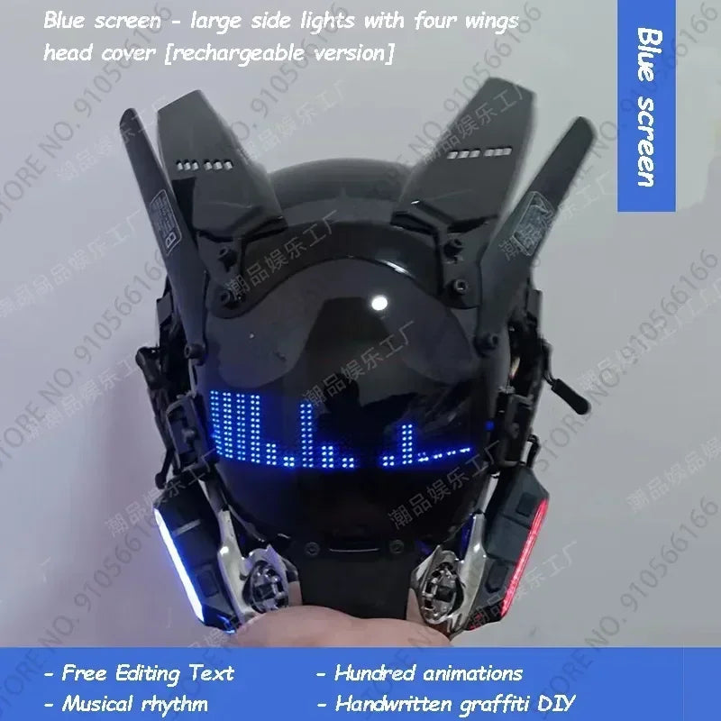 Cyberpop Punk Mask Light Up Rolling Subtitles Screen Mask Cosplay Mech Soldier Technology App Control Helmet Role Play Xmas Gift