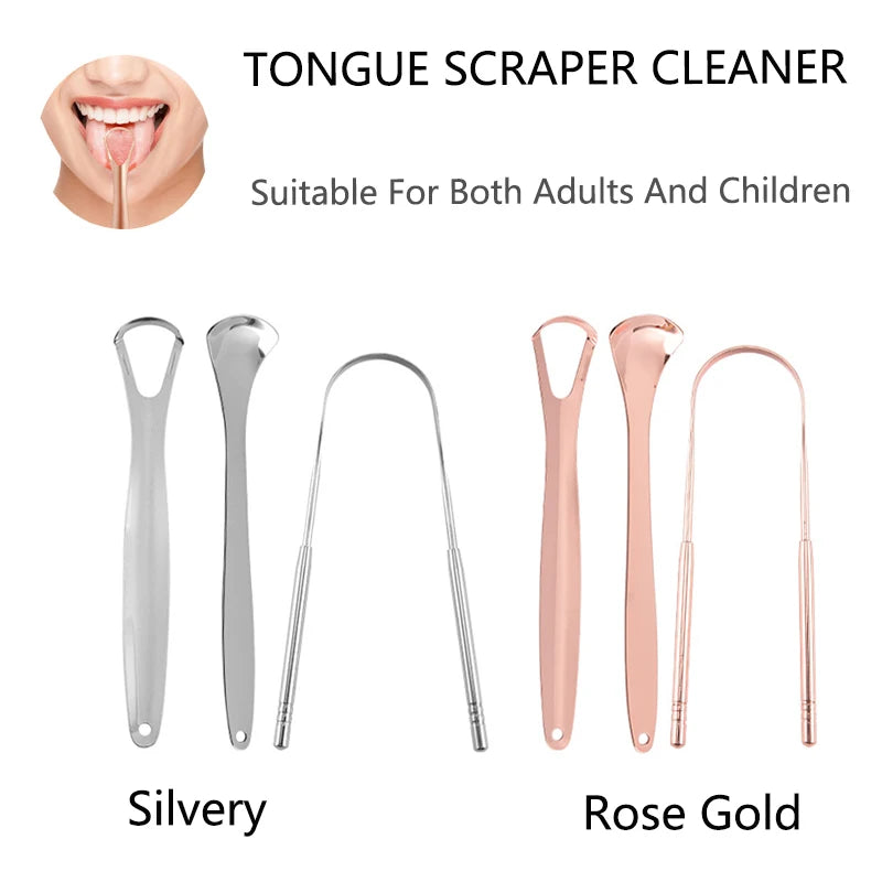 Stainless Steel Tongue Scraper Cleaner Travel Handy Case Fresh Breath Cleaning Coated Oral Hygiene Scrapper Cleaning Tools