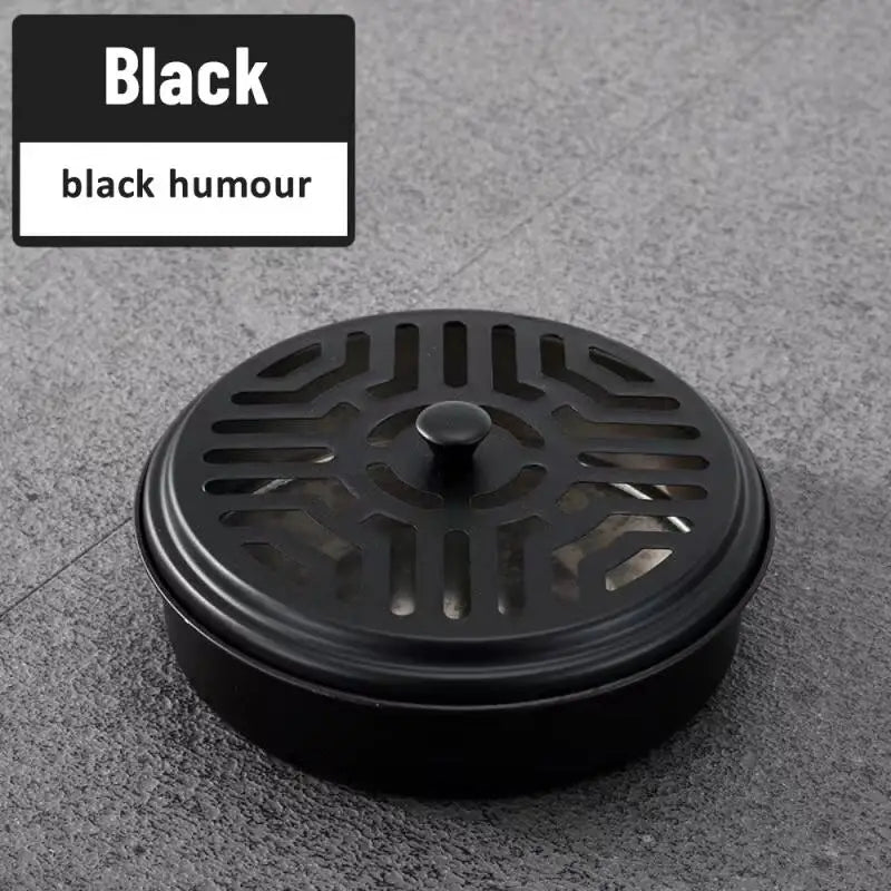 Stainless Steel Chassis Ash Tray With Cover Round Multifunctional Mosquito Coil Holder Sawtooth Mesh Bracket Incense Burner Box