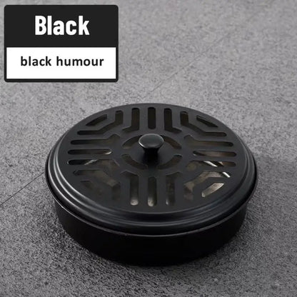 Stainless Steel Chassis Ash Tray With Cover Round Multifunctional Mosquito Coil Holder Sawtooth Mesh Bracket Incense Burner Box