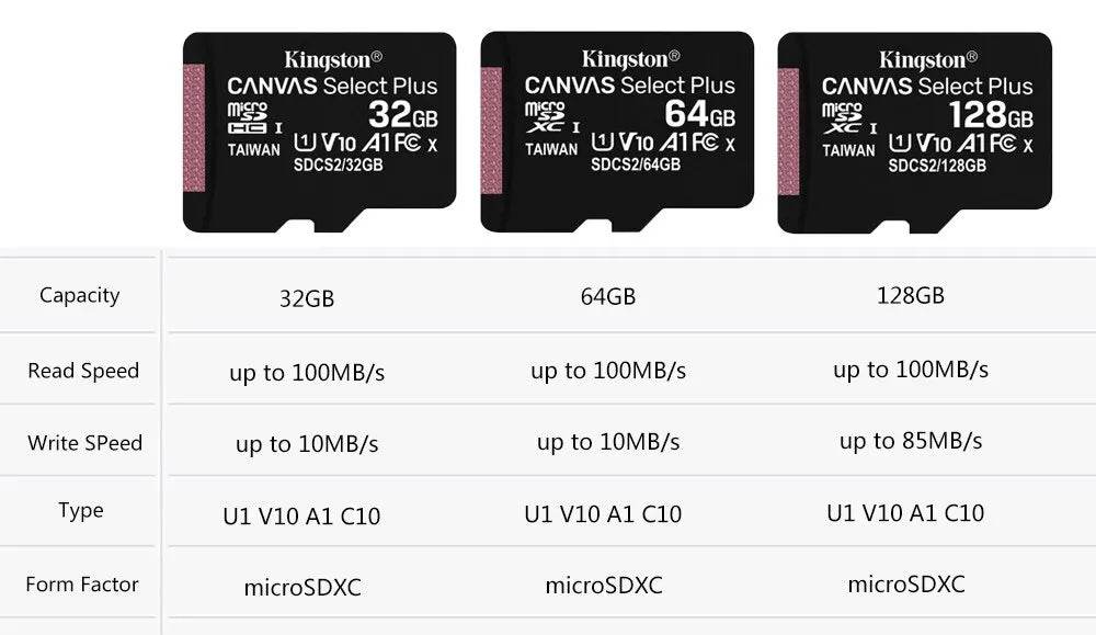 Kingston Memory Card 128GB 32GB Micro SD TF 64GB U1 V10 A1 MicroSD SDCS2 100Mb Reading Speed Class 10 Flash Micro Card for Phone - MarvelouStoree