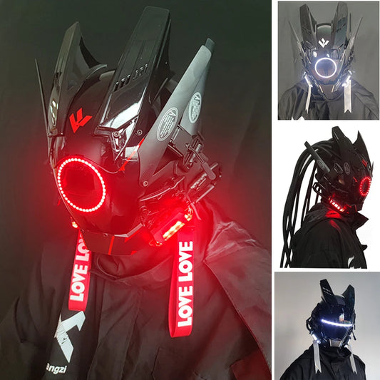 Cyberpunk Mask Led Lighting Cosplay Helmet Halloween Christmas Gift Music Festival Party For Adults