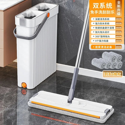 Household flat mop tool mop bucket set handfree mopping flat mop set Magic flat mopping rotating Self-Wringing House Cleaning