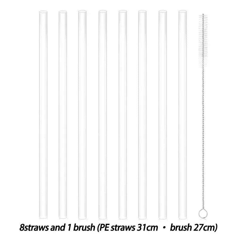 6 pack Replacement Straws for Stanley 40oz Adventure Quencher Travel Tumbler, Reusable Plastic Straws with Cleaning Brush