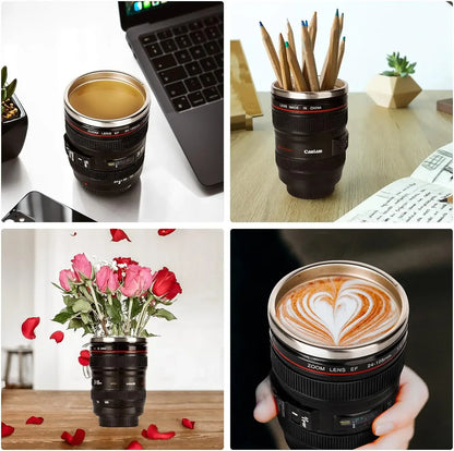 Coffee Cup Thermal Mug Camera Lens Water Bottle Tumbler With Lids Stainles Steel Insulated Coffee Cup Vacuum Flasks Drinkware