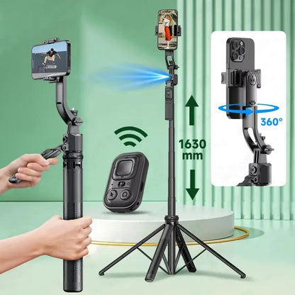 5 in 1 Selfie Stick Gimbal Stabilizer For Smartphone With Bluetooth Remote Intelligent AI Follow-Up Anti Shake Pan Tilt Tripod