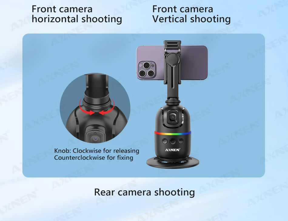 AXNEN AI P03 Smart Gimbal 360 Auto Face Tracking All-in-one Rotation for Smartphone / Cameras / Action Cam Video Vlog Recording