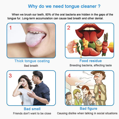 Tongue Cleaner Portable Case Stainless Steel Color Tongue Scraper Adult To Remove Bad Breath Mouth Cleaner Board Reuse Oral Care