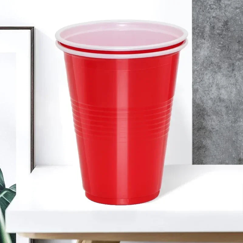 50PCS 16OZ Plastic Party Cups in Red Blue for Drinks, Soda, Punch, Barbecue, Cola or Water Disposable