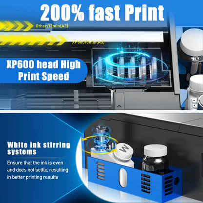 A4 L8058 DTF Printer A4 with Roll Feeder A4 XP600 DTF Transfer Printing Machine A4 with White Stirring System for DIY Clothes