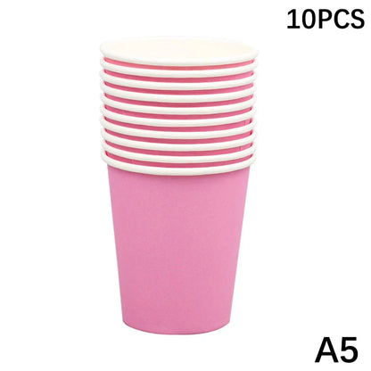 10PCS 9oz 250ml Solid Thick Paper Cup Disposable Cup Wedding Birthday Party Holiday Disposable Tableware