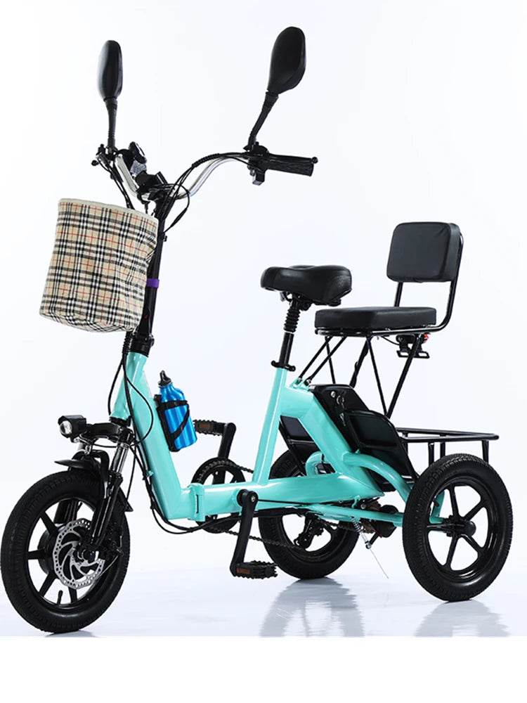 Small 14-inch folding pedals, lightweight lithium battery power tricycle, adult power city walking tricycle - MarvelouStoree