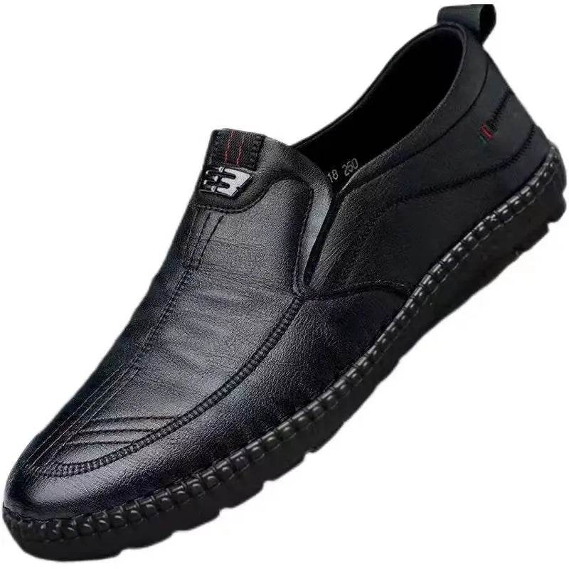 Mens Leather Loafers Non Slip Walking Flats Breathable Outdoor Slip on Casual Shoes for Male Work Office Driving Sneakers2 - MarvelouStoree